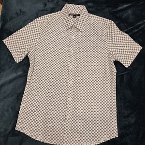 Michael Kors Men's Black and White Patterned Shirt